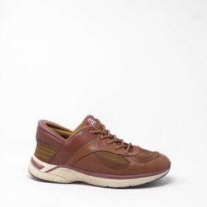 Zeba Mens Hands-Free Sneakers Brown Mesh Leather Slip-On Size 10.5